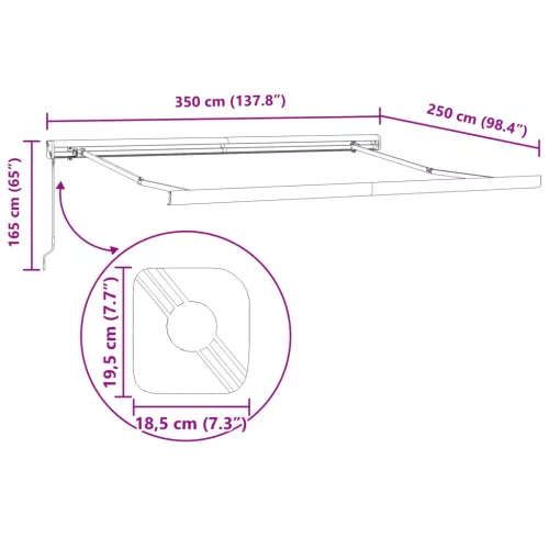  Behúzható napellenző Bézs 350 x 250 cm Szövet és Fém