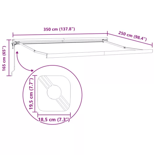  Napernyő Bézs 350 x 250 x 165 cm Pamut és Alumínium