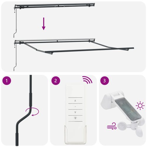  Automatikus Behúzható Napellenző Fehér 350x250 cm