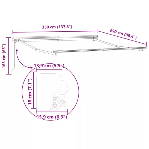  Behúzható napellenző Zöld és Sárga 350x250 cm