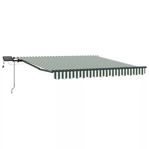  Behúzható napellenző Zöld és fehér 350 x 250 cm szövet
