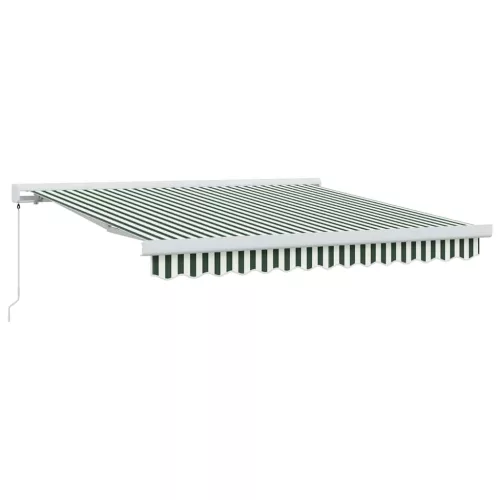  Behúzható napellenző Zöld és Fehér 350 x 250 cm Szövet és Fém