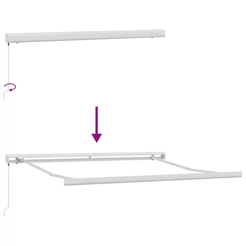  Behúzható napellenző Zöld és Fehér 350 x 250 cm Szövet és Fém