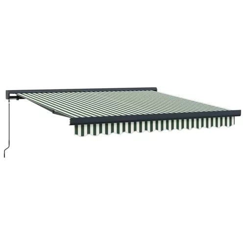  Behúzható napellenző Zöld és Fehér 350 x 250 cm Szövet és Fém
