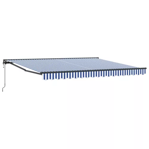  Behúzható napellenző Kék és Fehér 400x300 cm Poliészter és acél