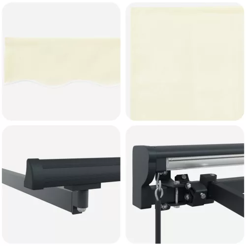  Behúzható napellenző Krém 400x300 cm Pamut és Alumínium