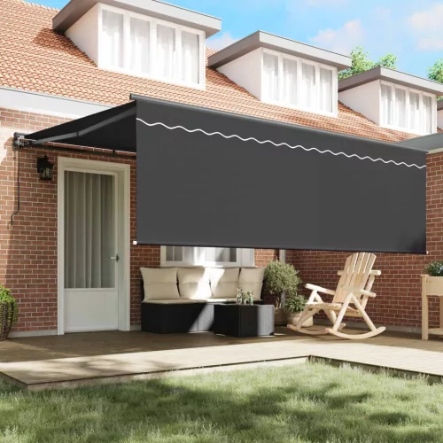  Behúzható napellenző Antracit 400 × 300 cm Pamut és Alumínium