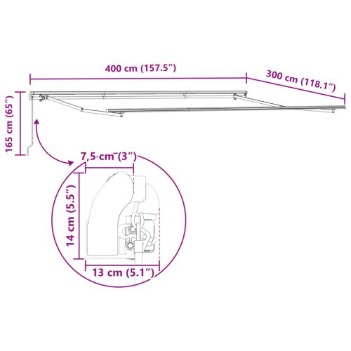  Kézi Behúzható Napellenző Piros és Barna 400x300 cm