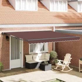    Behúzható napellenző Barna 400 × 300 cm Alumínium és Szövet