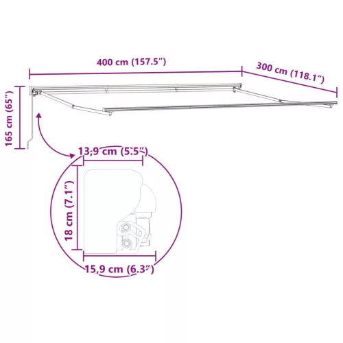  Behúzható napellenző Barna 400 × 300 cm Alumínium és Szövet