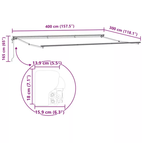  Behúzható napellenző Barna 400 × 300 cm Alumínium és Szövet