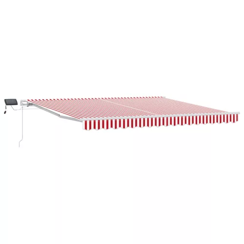 Kézi Behúzható Napellenző LED Piros és Fehér Csík 400x300 cm