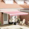  Automatikus Behúzható Napellenző Piros és Fehér Csíkos 400x300 cm