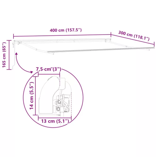  Elektromos Kihúzható Napernyő Bézs 400 × 300 cm