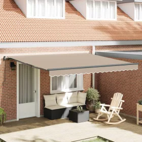    Behúzható napellenző Bézs 400 × 300 cm Poliészter és acél