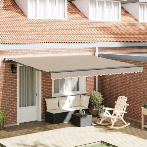  Behúzható napellenző Bézs 400 × 300 cm Poliészter és acél