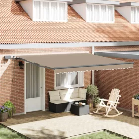    Behúzható napellenző LED -es lámpákkal Bézs 400 ×300 cm szövet
