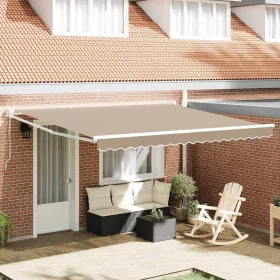    Behúzható napellenző Bézs 400 × 300 cm Pamut és Alumínium