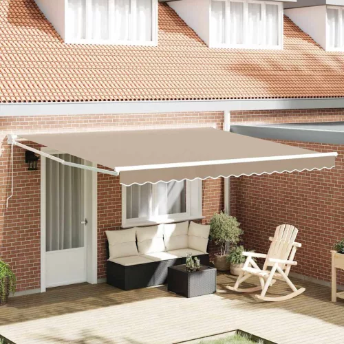  Behúzható napellenző Bézs 400 × 300 cm Pamut és Alumínium