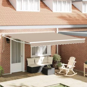    Behúzható napellenző Bézs 400 × 300 cm Pamut és Alumínium