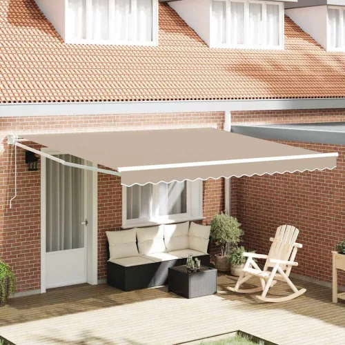  Behúzható napellenző Bézs 400 × 300 cm Pamut és Alumínium