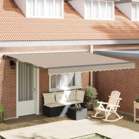    Napernyő keret Bézs 400 × 300 cm Poliészter PU bevonattal