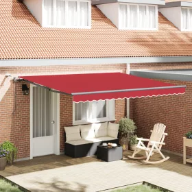    Automatikus Behúzható Napellenző LED-del Piros 400x300 cm
