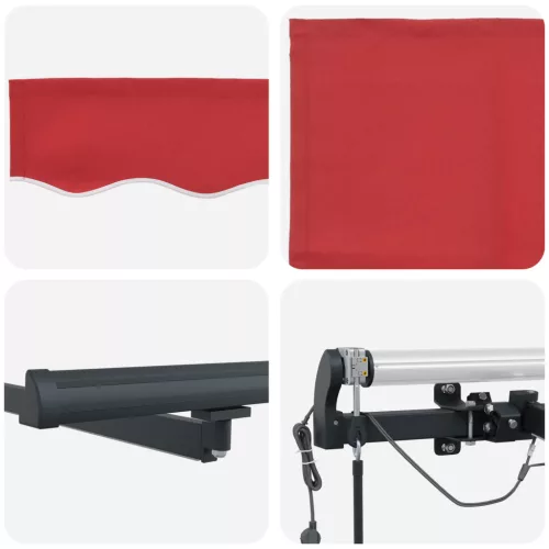  Automatikus Behúzható Napellenző LED-del Piros 400x300 cm