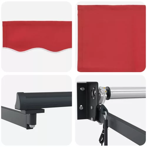  Behúzható napellenző Piros 400 × 300 cm Pamut és Alumínium