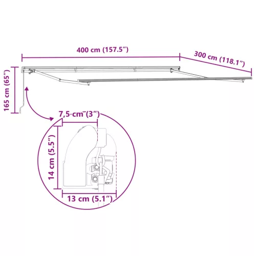  Behúzható napellenző Sokszínű 400 × 300 cm Pamut és Alumínium
