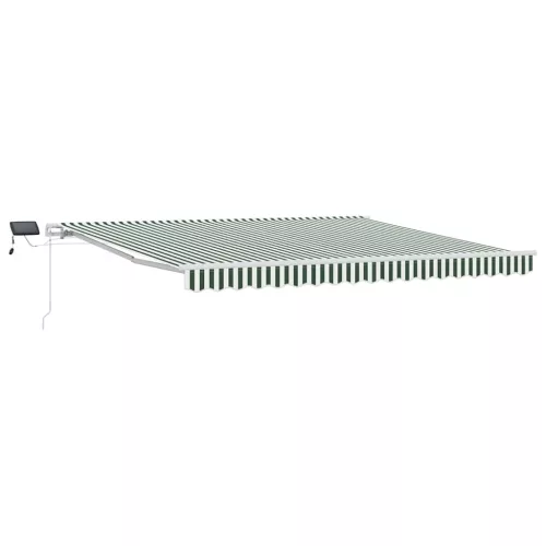  Behúzható napellenző Zöld és Fehér 400 × 300 cm Szövet és Acél