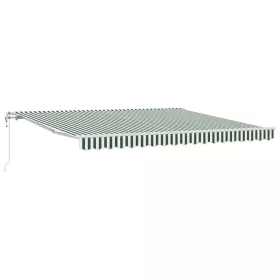    Elektromos Kihúzható Napernyő Zöld és Fehér 400 × 300 cm
