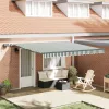 Behúzható napellenző Zöld és fehér 400 ×300 cm szövet