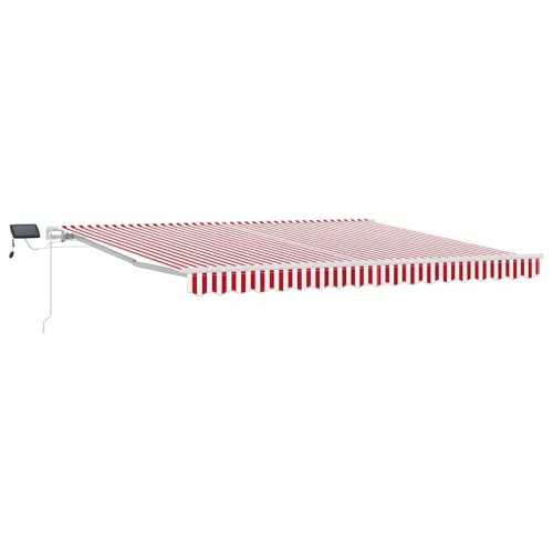  Behúzható napellenző Piros és Fehér 400 × 300 cm Szövet és Acél