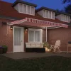  Behúzható napellenző Piros és Fehér 400 × 300 cm Szövet és Acél