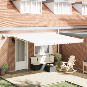  Kézi Behúzható Napellenző LED-del Fehér 400x350 cm