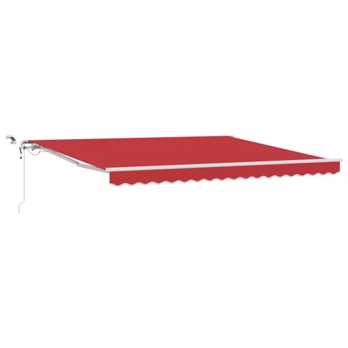  Behúzható napellenző Piros 400 × 350 cm Poliészter és fém