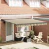  Behúzható napellenző Zöld és fehér 400 ×350 cm szövet