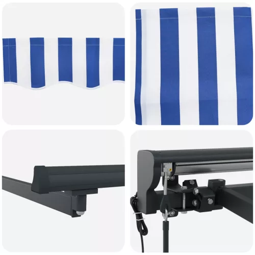  Behúzható napellenző Kék és Fehér 450x300 cm