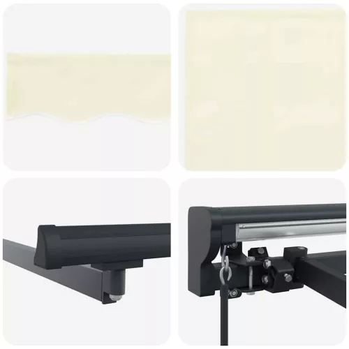  Behúzható napellenző Krém 450 × 300 cm Poliészter és fém