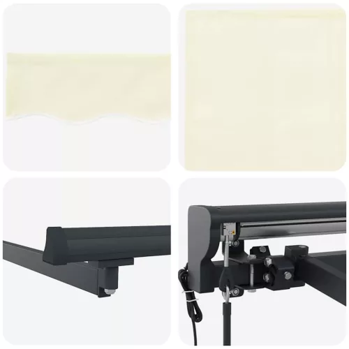  Behúzható napellenző Krém 450 × 300 cm Poliészter és fém