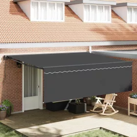    Behúzható napellenző Antracit 450 × 350 cm Pamut és Alumínium