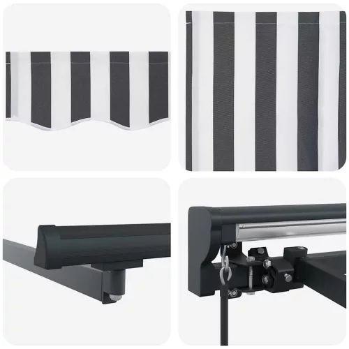  Behúzható napellenző Antracit és Fehér 450 × 300 cm