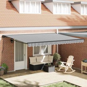  Behúzható napellenző Antracit és Fehér 450 × 300 cm