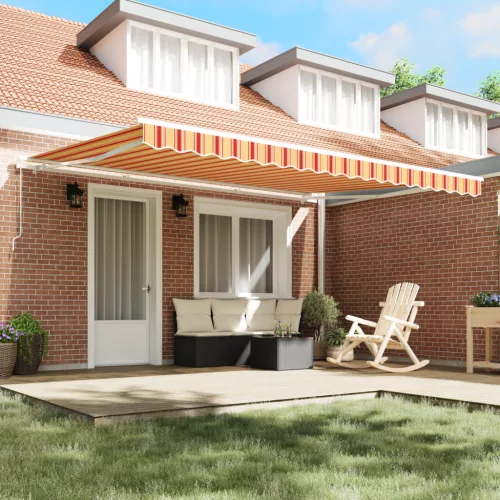  Kézi Behúzható Napellenző Sárga és Narancs 450x300 cm