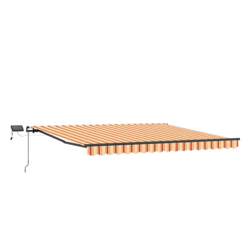  Kézi behúzható napernyő LED világítással sárga és narancs 450x300 cm