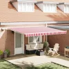  Behúzható napellenző Piros és Fehér 450 × 300 cm Szövet és Acél