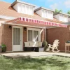 Elektromos Kihúzható Napernyő Piros és Fehér 450 × 300 cm