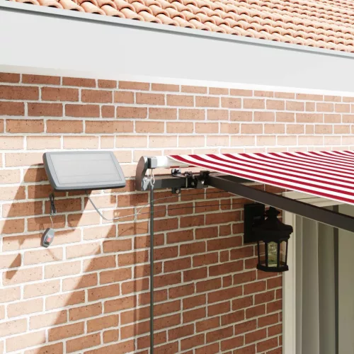  Behúzható napellenző Piros és fehér 450 ×300 cm szövet