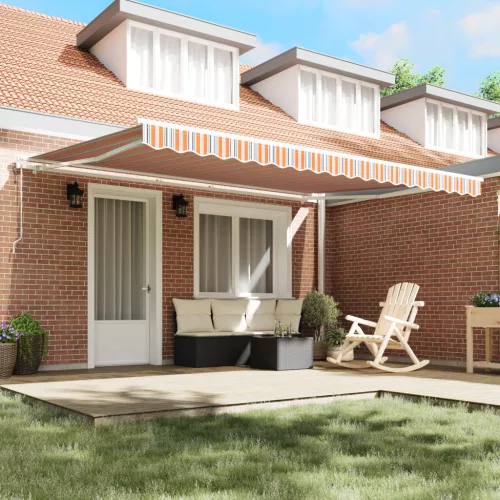  Automatikus Behúzható Napellenző Többszínű Csíkos 450x300 cm